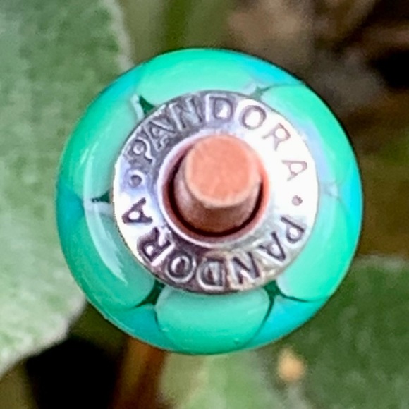 PANDORA Retired Captivating Green Murano Authentic Sterling Silver Charm 790636 - Picture 5 of 6